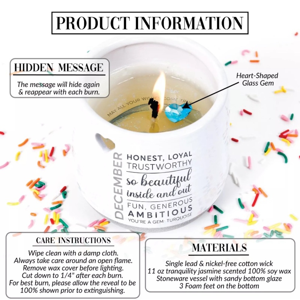 Wax Reveal Candle Natural Soy Wax December Birthstone Candle 11oz By Pavilion